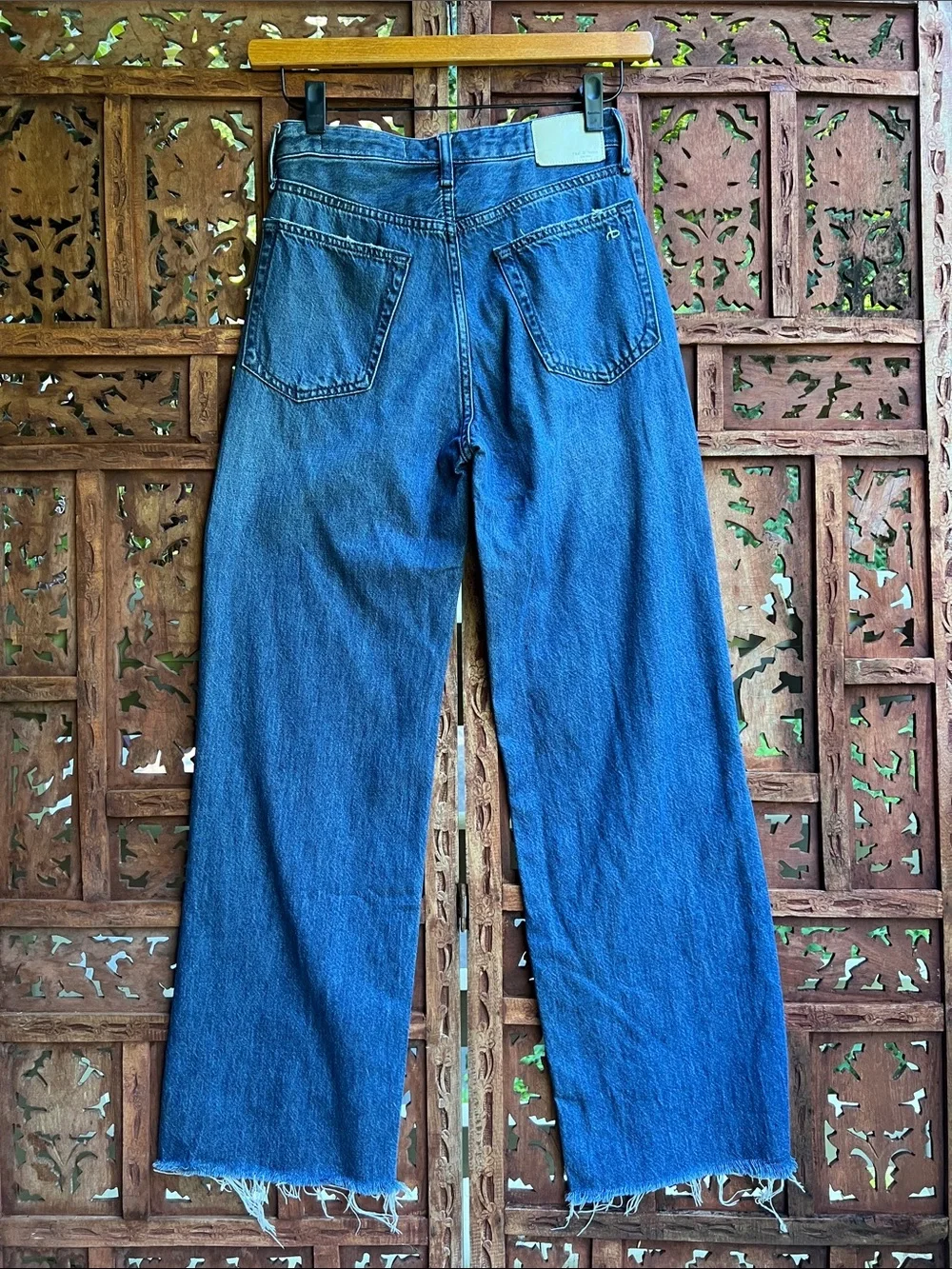 rag & bone High-Rise Wide Leg Jeans in Deep Blue Denim